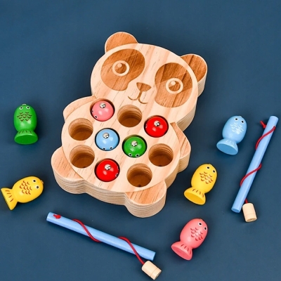 Polecamy - Kreatywna Manipulacyjna Drewniana Zabawka Edukacyjna Łowienie Rybek Sensoryczny Montessori